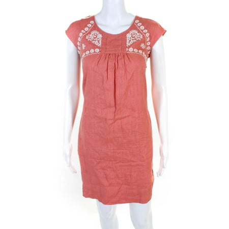 

Pre-owned|Roberta Roller Rabbit Womens Embroidered Lined Shift Dress Pink Size XS
