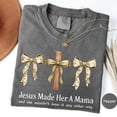 thumbnail image 3 of Camo Coquette Christian Mama T-Shirt – Jesus Made Her A Mama Graphic Tee, Duck Hunting Camo Faith Shirt for Women, 3 of 7