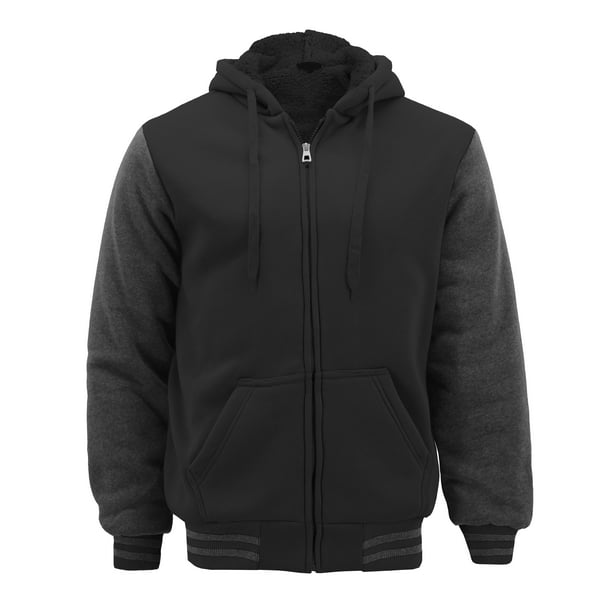 Levering Aanmoediging Beheren Men's Premium Athletic Soft Sherpa Lined Fleece Zip Up Hoodie Sweater  Jacket (Black / Charcoal, 2XL) - Walmart.com