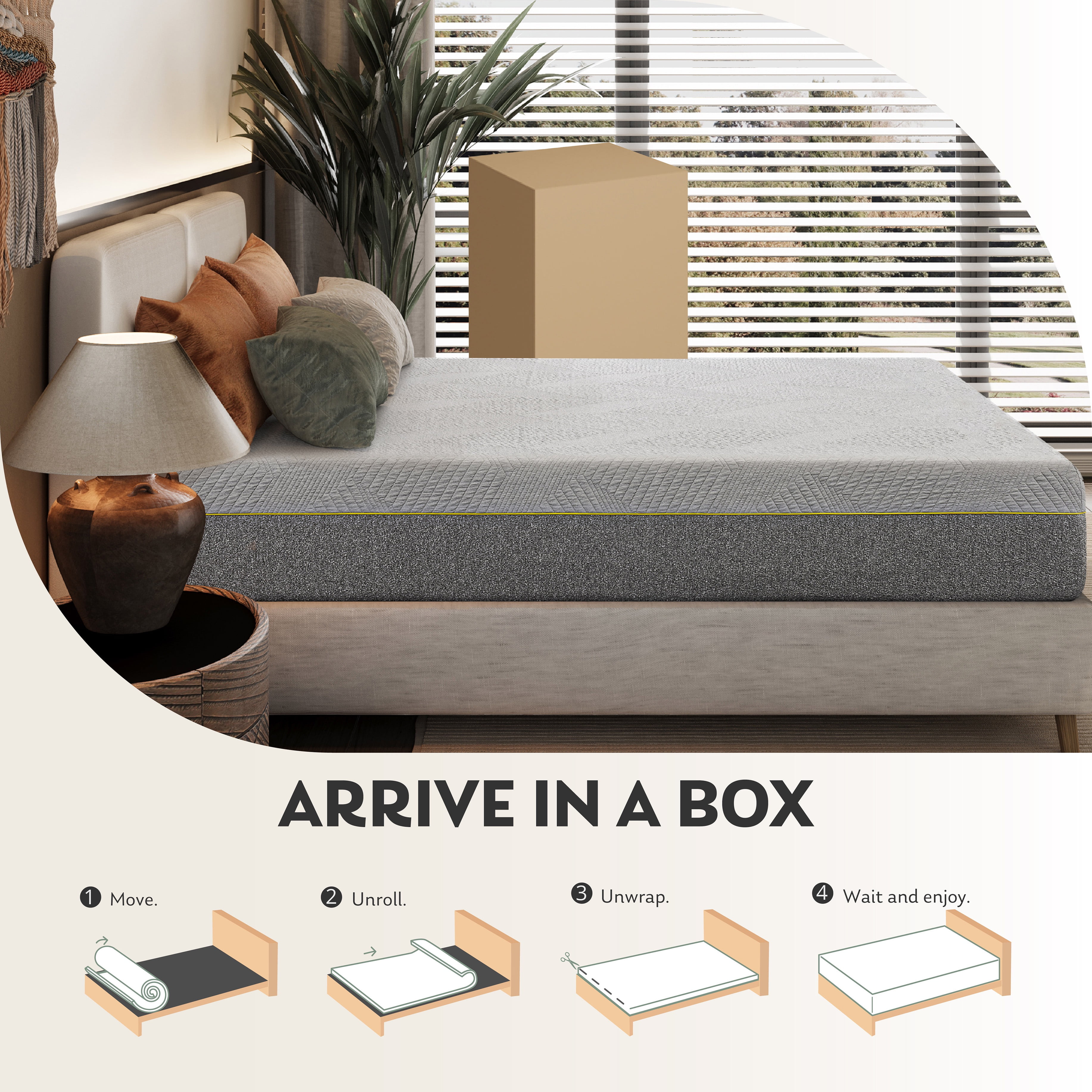 MLILY Ego Gray 12 inch Twin XL Size Mattress, Gel Memory Foam Mattress in a Box