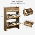 thumbnail image 2 of Shoe Organizer Cabinet Storage for Entryway - Slim Rattan Shoe Rack for Front Door Entrance, Narrow Hidden Shoe Cabinet with Flip Drawers, Boho Shoe Holder Cabinet，Two Doors, Oak, 2 of 8