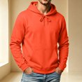 thumbnail image 4 of Men's Solid Color Pullover Hoodie, Drawstring Long Sleeve Loose Fit Casual Daily Fall Sweatshirt with Front Pocket Saffron 2XL, 4 of 5