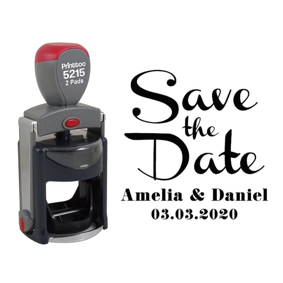 Printtoo Personalized&nbsp;Heavy Duty Black Self Inking Save The Date Round Rubber Stamp Wedding Custom&nbsp;Stamper-45 mm