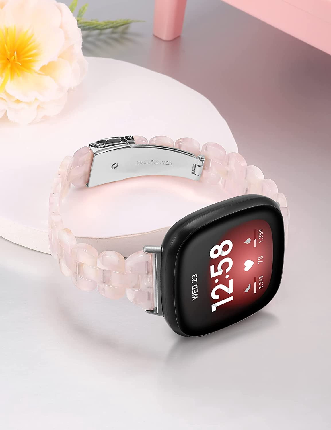 TOYOUTHS Slim Resin Bands Compatible with Fitbit Sense Bands Women, Lightweight Thin Sense Watch Bands for Fitbit Versa 3 Wristbands