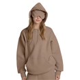 thumbnail image 3 of Women Hoodies with Eye Mask Oversized Long Sleeve Comfy Casual Basic Pullover Sweatshirts Fall Outfits Y2K Clothes Camel Color M, 3 of 8