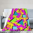thumbnail image 4 of Retro 80s 90s Geometric Ultra-Soft Micro Fleece Blanket Throw All Seasons, Lightweight Warm for Bed or Couch, 4 of 6