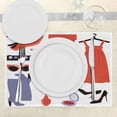 thumbnail image 3 of Ambesonne Heels and Dresses Place Mats Set of 4, Women Garment, Standard Size, Coral Lavender Black, 3 of 6