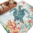 thumbnail image 3 of 6x9 Area Rugs, Coastal Turtle Non-Skid Rubber Backing Large Rectangle Rugs - Living Room Bedroom Home Office, Summer Beach Nautical Coral Starfish Indoor Floor Mat Carpets Washable Rug, 3 of 9