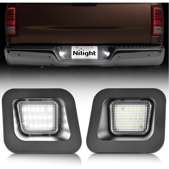 Nilight License Plate Lights Compatible with 2003 2004 2005 2006 2007 2008 2009 2010 2011 2012 2013 2014 2015 2016 2017 2018 Dodge Ram with Clear Lens Black housing 6000K White 2PCS Pack