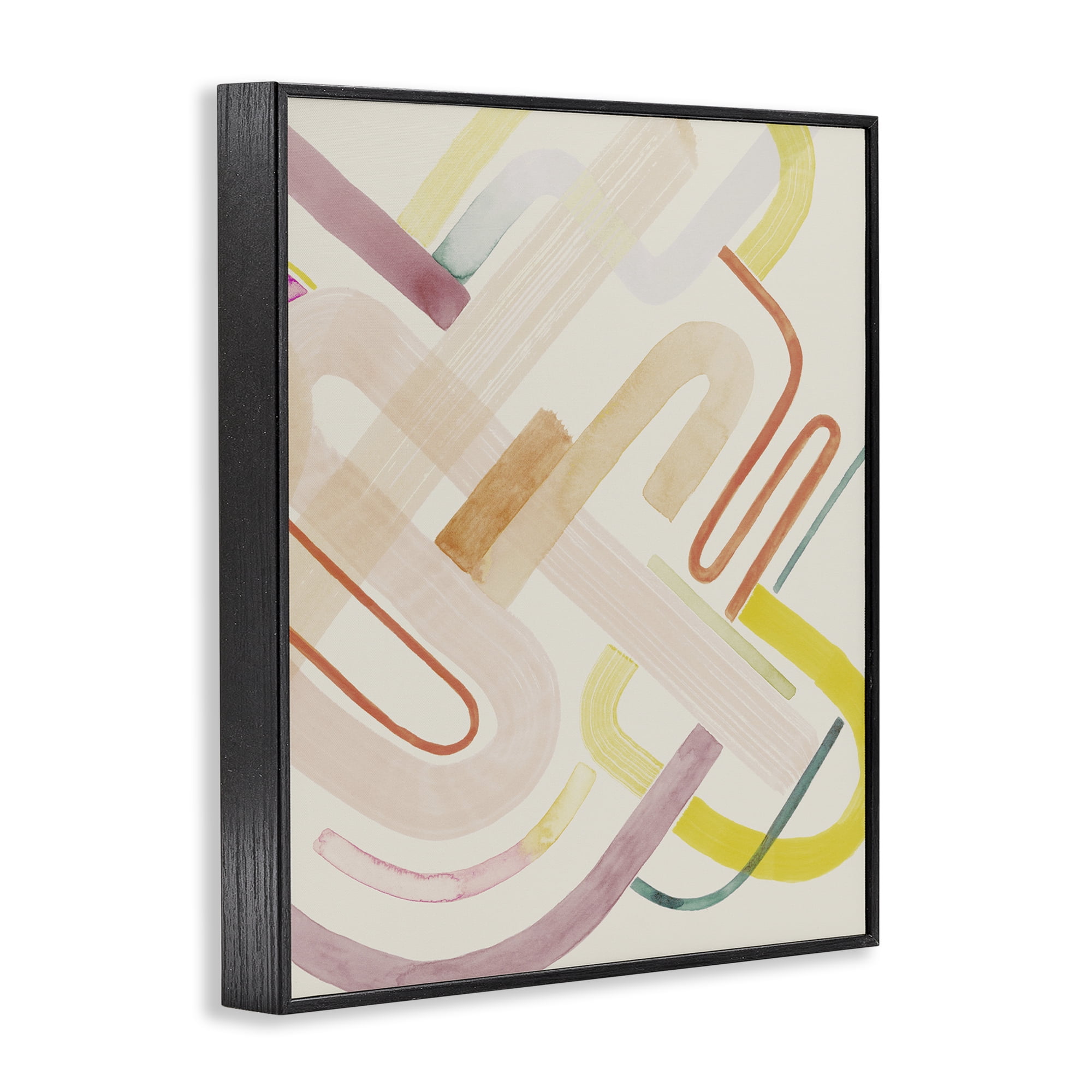 Stupell Industries Overlapping Curved Shapes Abstract Painting Black Framed Art Print Wall Art, 16 x 20