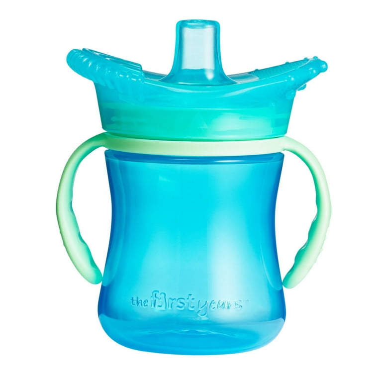 Bumkins Silicone Training Cup, Straw and Lid, Baby, Toddler, Holds 7oz, Ages 12 Months+ (Blue)