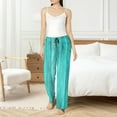 thumbnail image 4 of Disketp Turquoise Wooden2 Women's Comfy Pajama Pants Casual Drawstring Palazzo Lounge Wide Leg Pants-Small, 4 of 6