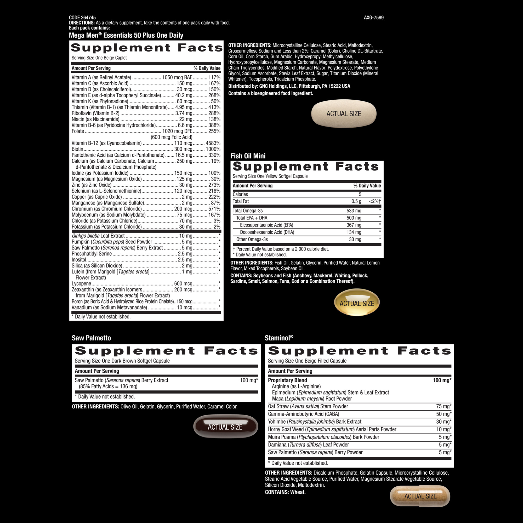 GNC Mega Men 50-Plus Essentials Vitapak, 30 Daily Packs, 4-in-1 Complete Daily Multivitamin and Nutrition Program for Men 50 and over