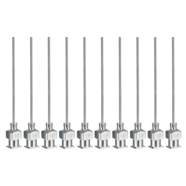 Unique Bargains 10 Pcs 19G 1.5 Inch Blunt Tip Dispensing Needle with Lure Lock for Refilling Liquid Inks Adhesives
