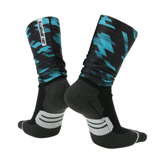 Unique Bargains Cycling Socks Sweat-Absorbent Breathable Anti-Friction Outdoor Bike Socks Blue Black Size l Neutral and Universal 1 Pair Irregular