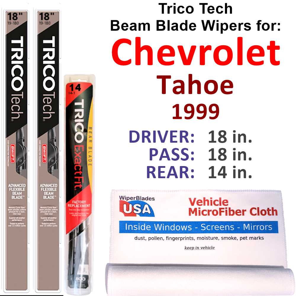 1999 Chevrolet Tahoe Beam Blade Wipers (Set of 3) w/Rear Wiper