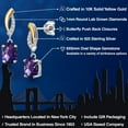 thumbnail image 2 of Gem Stone King 2.47 Ct Oval Checkerboard 8x6mm Purple Amethyst 925 Silver and 10K Yellow Gold Lab Grown Diamond Dangle Earrings, 2 of 6