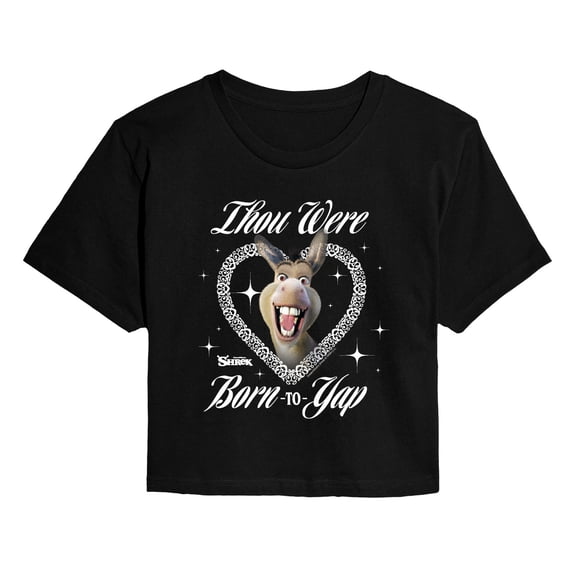 Shrek - Born To Yap Donkey - Juniors Cropped Graphic T-Shirt