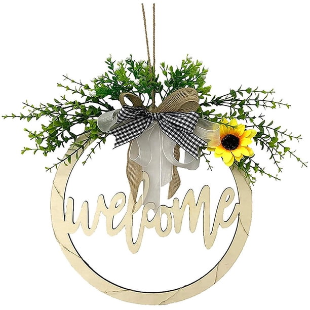 Puerta Flor Corona De Bienvenida Con Iluminación Led Corona De Madera Para La Decoración De La Puerta De La Oficina En El Hogar seitruly HA043188-02