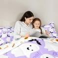 thumbnail image 4 of jejeloiu Halloween Ghost Bat Twin Bedding Sets 7-Piece,Trick Or Treat Bedding Comforter Set,Purple White Sheet Sets For Children,Microfiber Bedroom Decor Reversible, 4 of 8