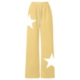 thumbnail image 3 of Tfken Toddler Girls Soft Pants Elastic Waist Stretchy Trousers Loose Wide-Leg Pants With Pockets Fashion Drawstring Star Print Teen Casual Daily Wear Clothes Size 7-8 Years Yellow, 3 of 4