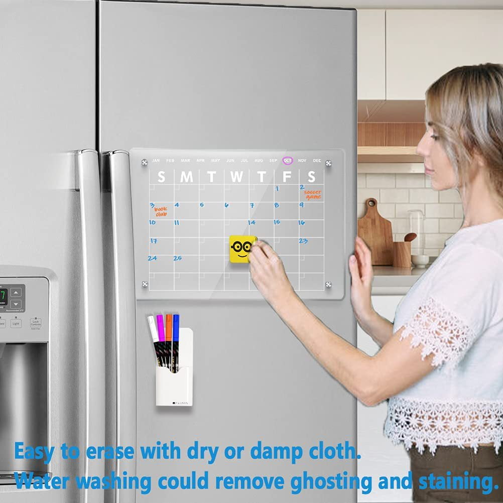 Acrylic Dry Erase Board Calendar for Fridge,Clear Dry Erase