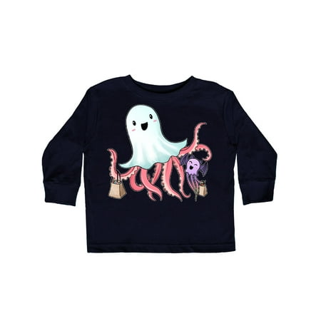 

Inktastic Cute Ghost Octopus Trick or Treating with Bat Gift Toddler Boy or Toddler Girl Long Sleeve T-Shirt