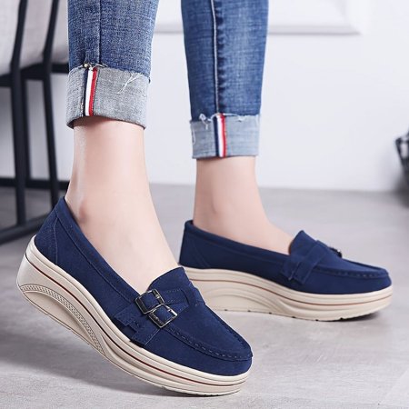 

DONGGTGDZ Stylish Women‘s Slip On Platform Loafers with Buckle Straps Round Toe and Comfortable Design for Casual Walking