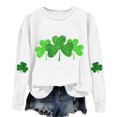 thumbnail image 3 of AherBiu Chandails en Molleton de la Saint-Patrick pour Femmes Col Rond Manches Longues Imprimé Trèfle Doublé en Polaire Vêtements de Printemps, 3 of 4