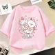 thumbnail image 3 of Camiseta de algodón con dibujos animados de batido de fresa para niñas, linda camiseta rosa con gráficos de manga corta para niños, ropa para bebés, 3 of 5