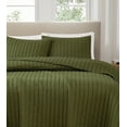 thumbnail image 3 of Brooklyn Loom Classic Solid 100% Cotton 200 Thread Count Percale Olive Green 3-Piece King Quilt Set, Solid Casual themed, Adult Bedding, OEKO-TEX Certified, 3 of 10