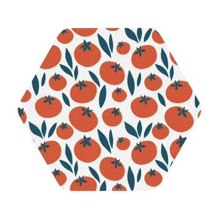 

Matuu Hand Drawn Tomatoes for Cup Coasters Set of 6 Leather Coasters Desk Coasters for Office Measures 4” x 4” Hexagon