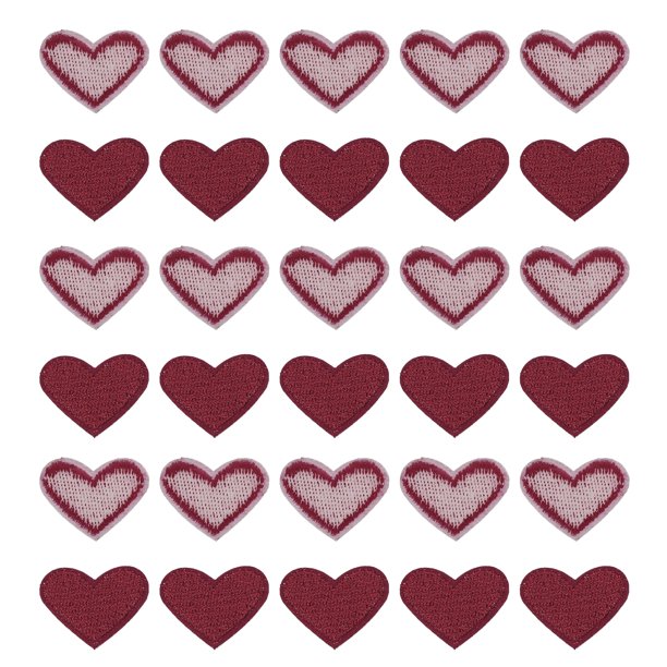 Parches termoadhesivos Unique Bargains forma corazón Vino Rojo paquete de 30