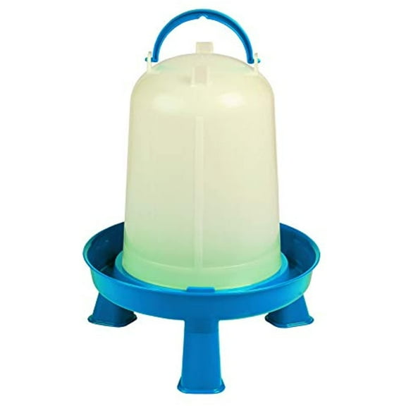 Poultry Waterer with Legs (Blue & White) - Durable Water Container with Carrying Handle for Chickens & Birds (1 Gallon) (Item No. DT9874)
