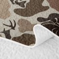 thumbnail image 5 of Feelyou Brown Camo Wildlife Twin Quilt Set for Men Boys, Rustic Woodland Animal Twin Coverlet Set, Olive Drab, 2pcs, 5 of 7