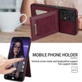 thumbnail image 3 of Back Wallet Case for Samsung Galaxy A13, RFID Blocking Card Slots Holder Premium PU Leather Protective Cover with Kickstand Magnetic Closure Shockproof Anti-Fingerprint Dustproof Case,Winered, 3 of 5