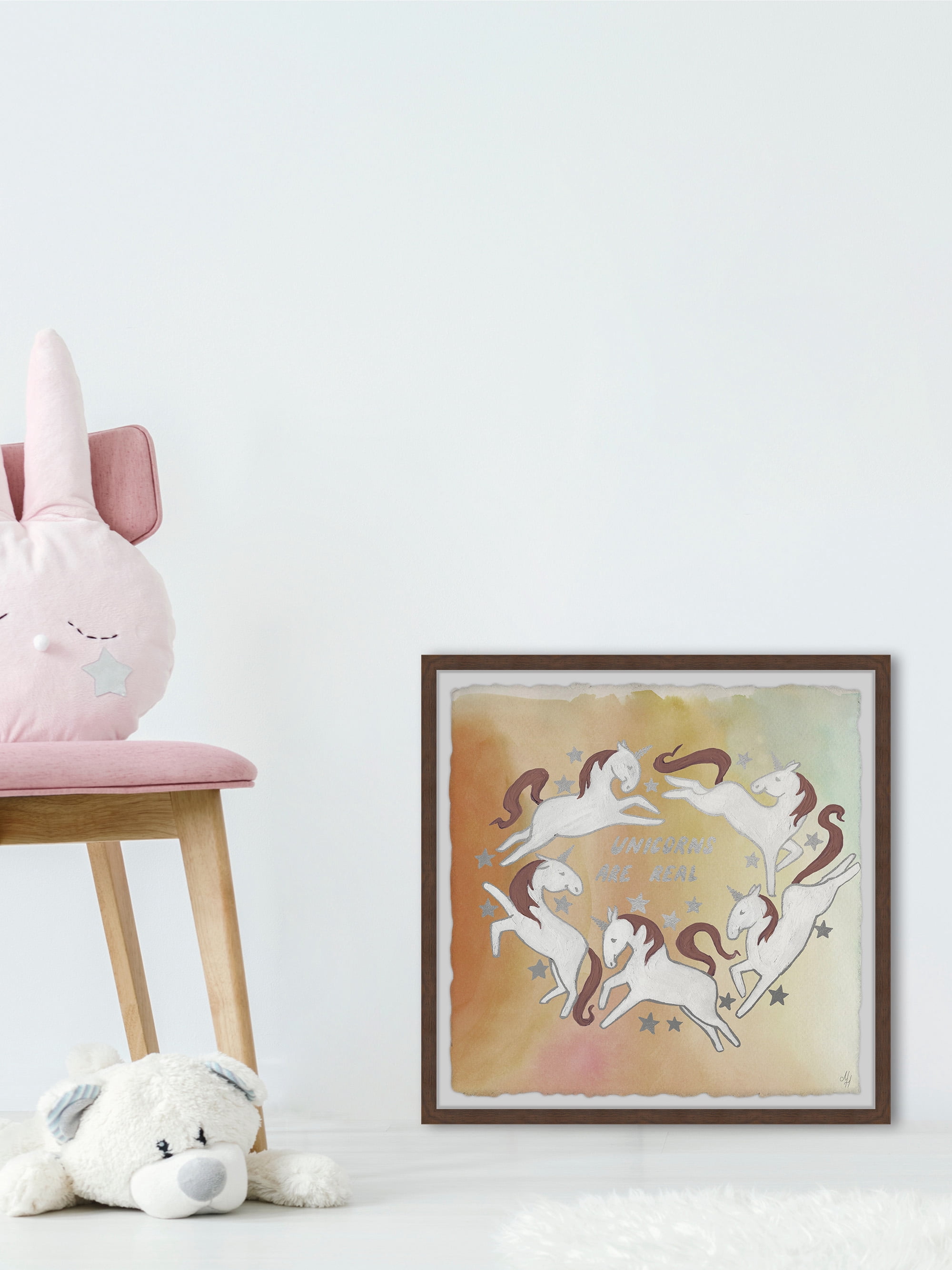 Marmont Hill Golden Unicorn Circle Framed Wall Art