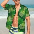 thumbnail image 7 of Pofeuu Green Flower Print Hawaiian Shirt for Men Sleeves Casual Button Down Summer Beach Dress Shirts T-Shirts,Large, 7 of 7