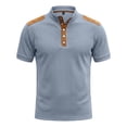 thumbnail image 5 of FUZHIQ Men's Stand Collar Short Sleeve Polo Shirts Slim Fit Contrast Shoulder Patch, Breathable Soft Multi Colors for Summer Business Casual Daily Wear,M, 5 of 5