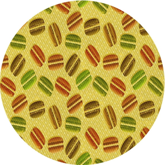 Ahgly Company Indoor Round Patterned Banana Yellow Area Rugs, 4' Round