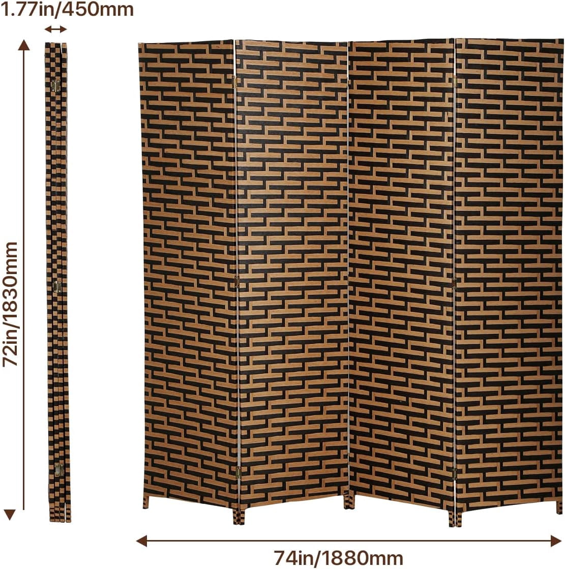 Dkelincs 4 Panel Room Dividers and Folding Privacy Screen Wooden Partition Wall Divider Portable Freestanding Privacy Wall, Stack