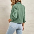thumbnail image 4 of Edvintorg Denim Jacket for Women Lightweight Long Sleeve Casual Button Down Cropped Jean Coat with Pocket Womens Fashion S-2XL Green, 4 of 6