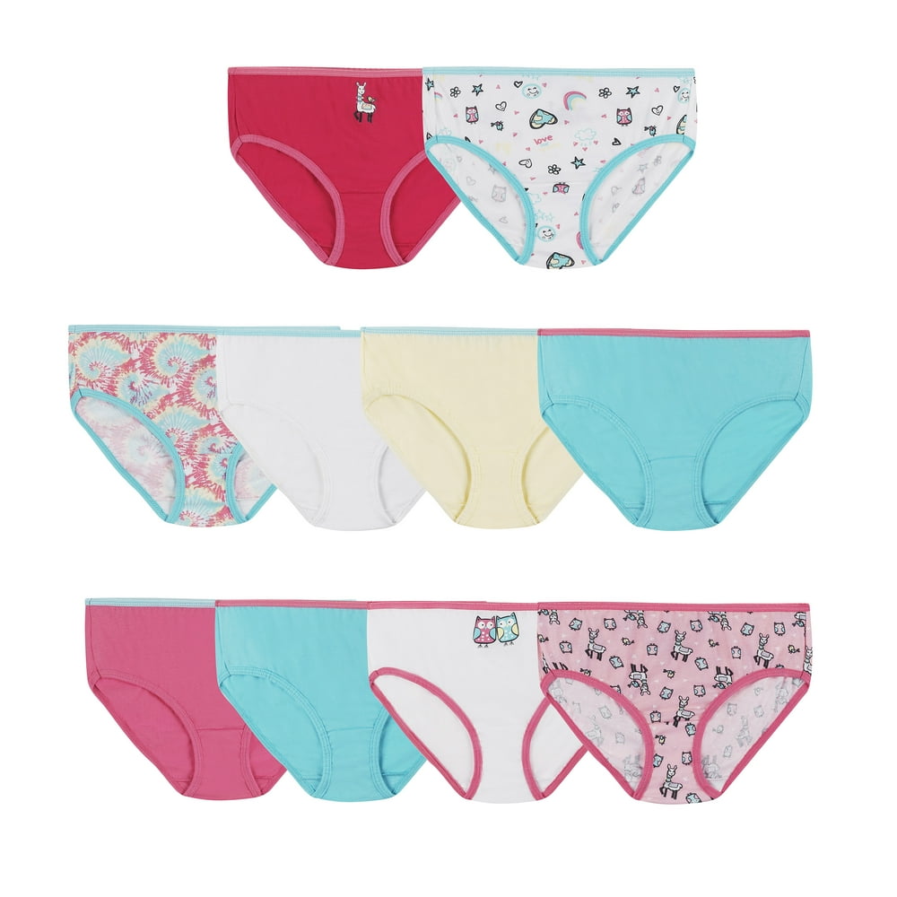 Hanes - Hanes Girls Brief Underwear, 10 Pack Panties, Sizes 4 -16 ...
