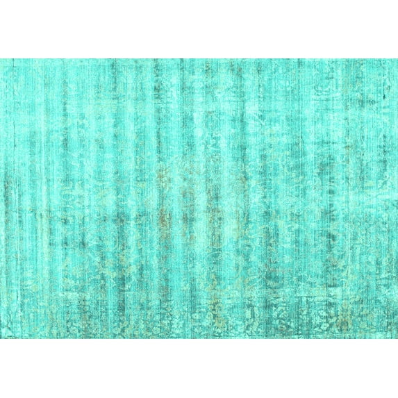 Ahgly Company Machine Washable Indoor Rectangle Persian Turquoise Blue Traditional Area Rugs, 2' x 5'