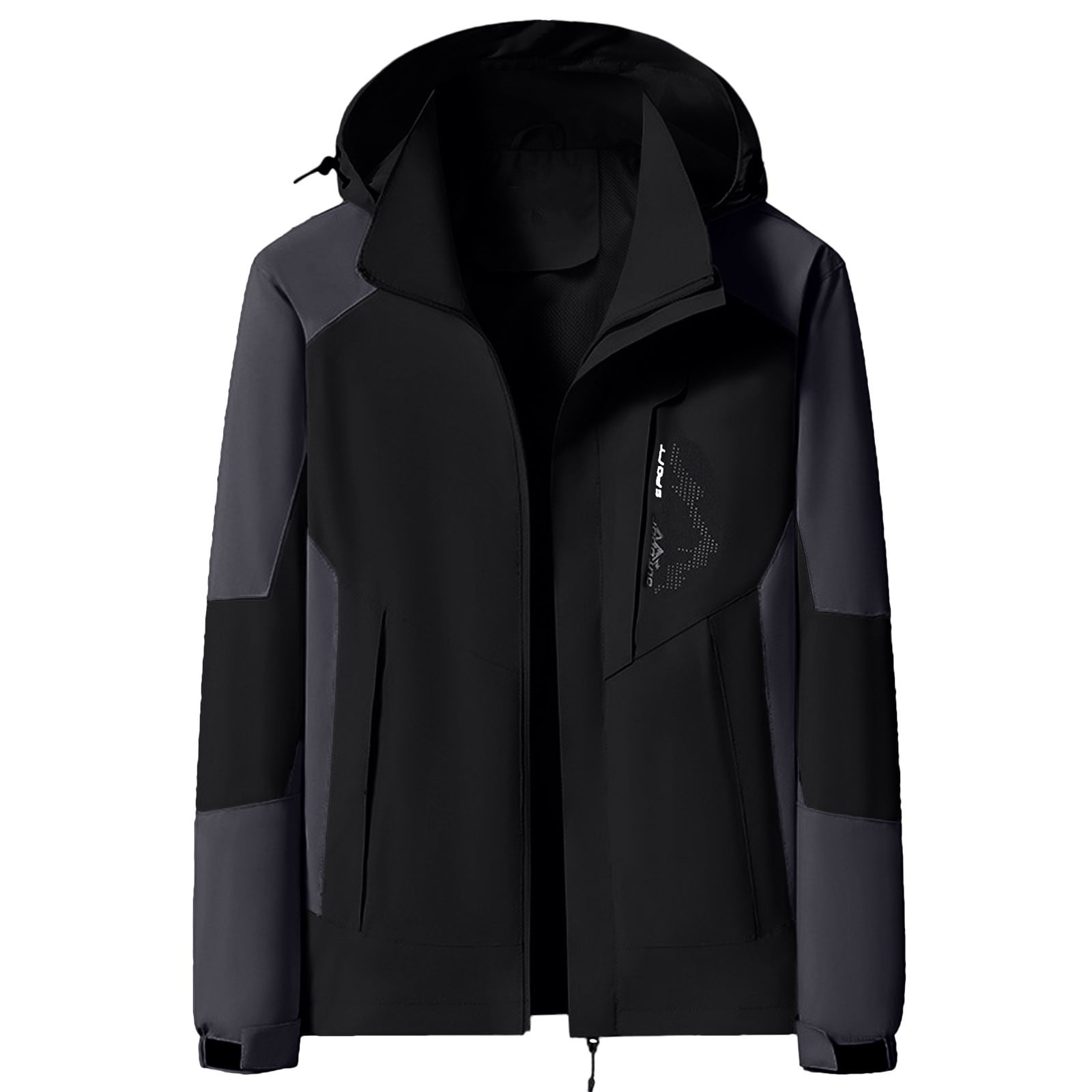 Male Casual Patchwork Outdoor Jackets Detachable Hooded Long Sleeve ...