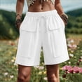 thumbnail image 5 of SwiftWear Women's Cotton Long Shorts with Big Pockets Drawstring Elastic Waist Casual Loose Fit knee Length Bermuda Shorts for Summer, 5 of 6
