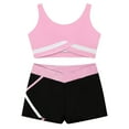 thumbnail image 4 of Yartina Kids Girls Ballet Dance Yoga Workout Outfit Contrast Color Sleeveless Crop Top with Shorts Pink 10, 4 of 7