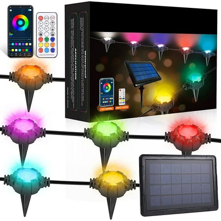 

Solar Ground Lights 42ft RGB Outdoor Pathway Lights 16Pack IP67 Waterproof Solar Powe Garden Lights Remote & APP Control Lawn Decor Lights Walkway Lights for Stage Patio Yard