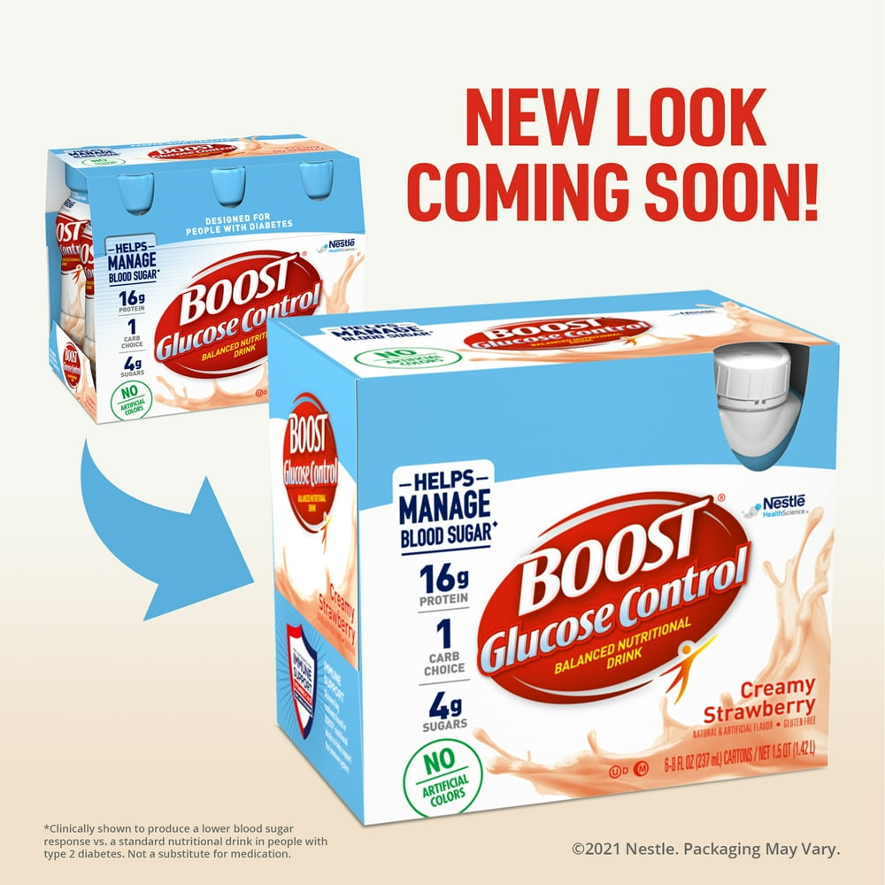Boost Glucose Control Ready to Drink Nutritional Drink, Creamy Strawberry, 6 8 FL OZ Bottles