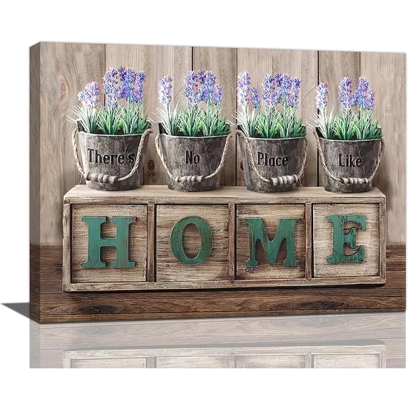 Farmhouse Lavender Wall Art Rustic Country Flower Canvas Prints Farm Botanical Pictures Painting Framed Artwork Office Home Decor for Kitchen Bathroom Bedroom Dining Living Room 16"x12"